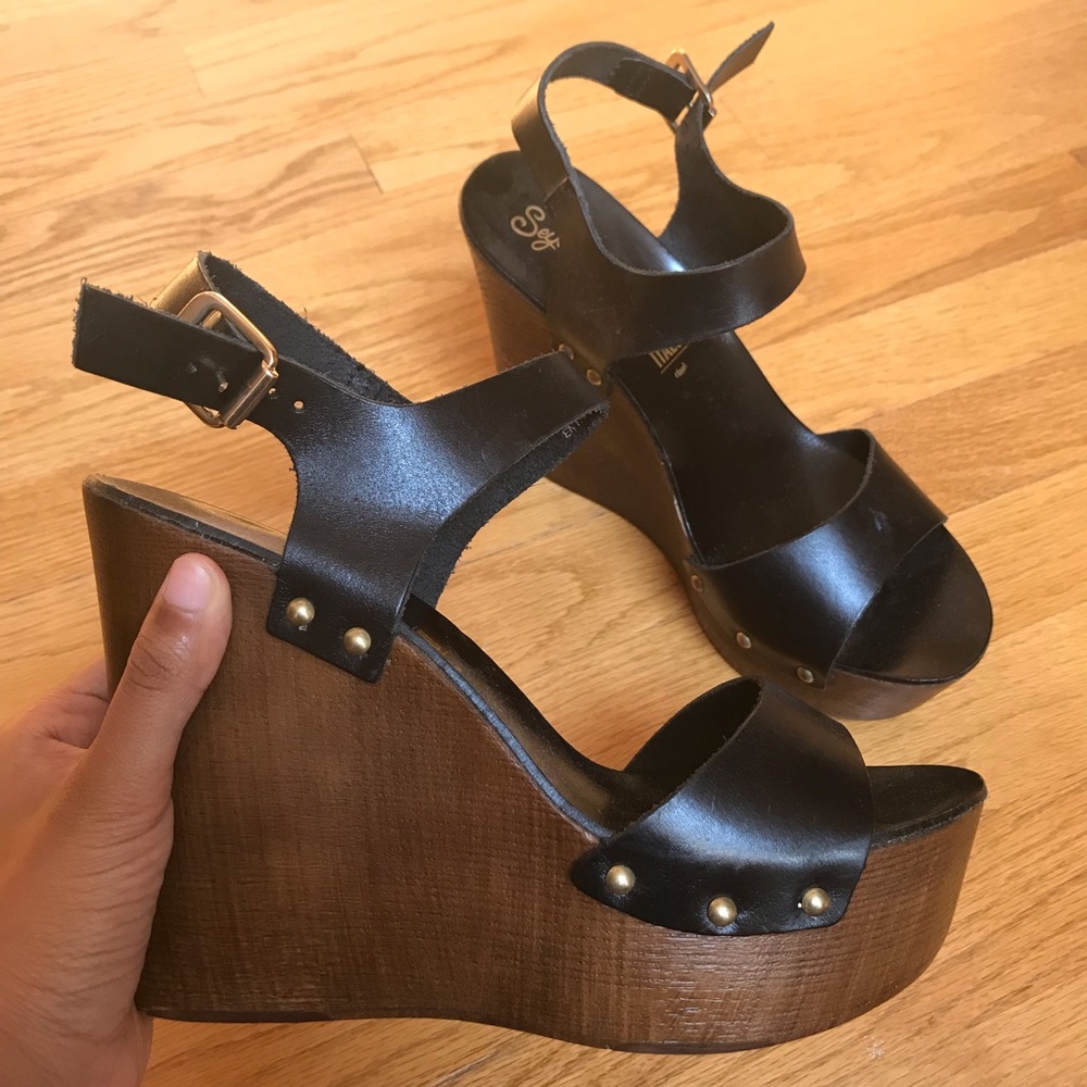 NWT Seychelles Wooden Platform Heel